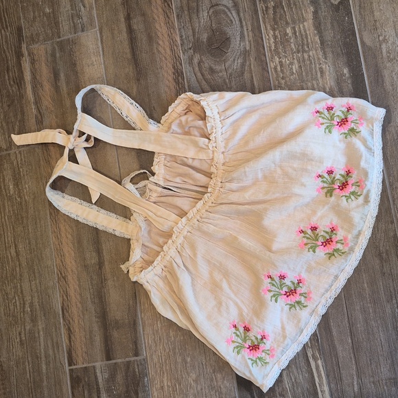 XS/S Free People Golden Hour Lace Detail Embroidered Floral Top in Peach Combo - Picture 9 of 10